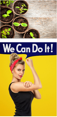 Plants and Woman holding her muscle